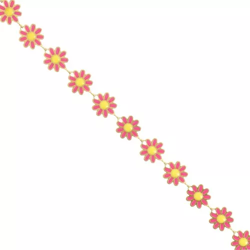 10mm Stainless steel Fancy daisy chain epoxy resin - gold - Fuchsia - Yellow x20cm