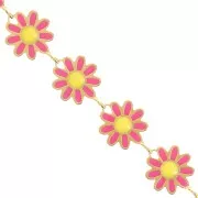 10mm Stainless steel Fancy daisy chain epoxy resin - gold - Fuchsia - Yellow x20cm