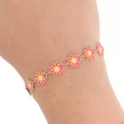 10mm Stainless steel Fancy daisy chain epoxy resin - gold - Fuchsia - Yellow x20cm