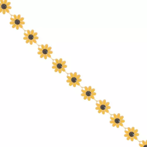 10mm Stainless steel Fancy daisy chain epoxy resin - gold - Yellow - Black x20cm