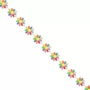 10mm Stainless steel Fancy daisy chain epoxy resin - gold - Multicoloured x20cm