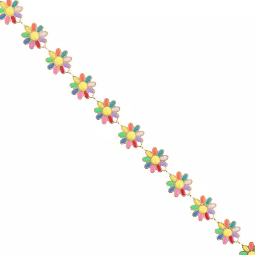 10mm Stainless steel Fancy daisy chain epoxy resin - gold - Multicoloured x20cm