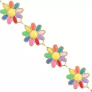 10mm Stainless steel Fancy daisy chain epoxy resin - gold - Multicoloured x20cm