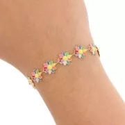 10mm Stainless steel Fancy daisy chain epoxy resin - gold - Multicoloured x20cm