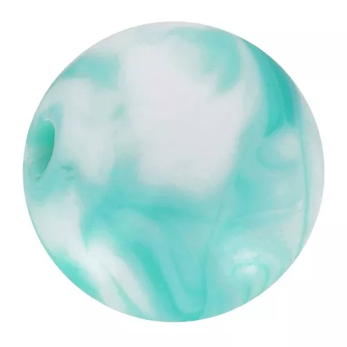 8mm round acrylic beads - Marbled White - Turquoise x20