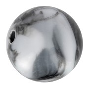 8mm round acrylic beads - Marbled White - Black x20