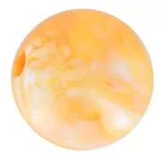 8mm round acrylic beads - Marbled White - Orange x20