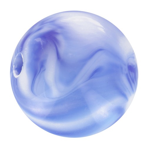 10mm round acrylic beads - Marbled White - Dark Blue x15