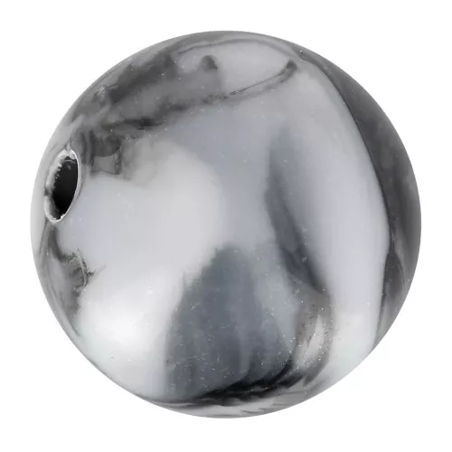 10mm round acrylic beads - Marbled White - Black x15