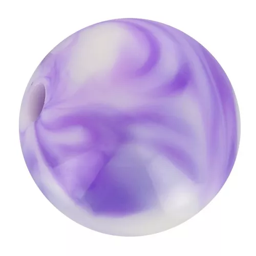 10mm round acrylic beads - Marbled White - Purple x15