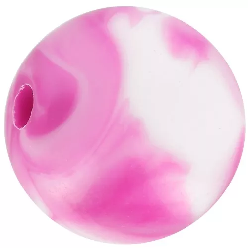 12mm round acrylic beads - Marbled White - Fuchsia x10