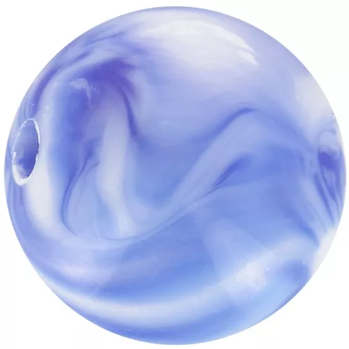 12mm round acrylic beads - Marbled White - Dark Blue x10