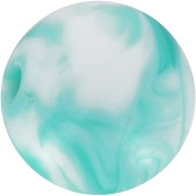 12mm round acrylic beads - Marbled White - Turquoise x10