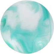 12mm round acrylic beads - Marbled White - Turquoise x10