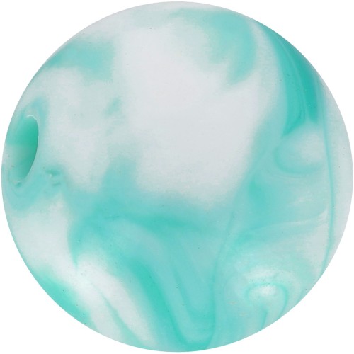 12mm round acrylic beads - Marbled White - Turquoise x10
