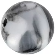 12mm round acrylic beads - Marbled White - Black x10