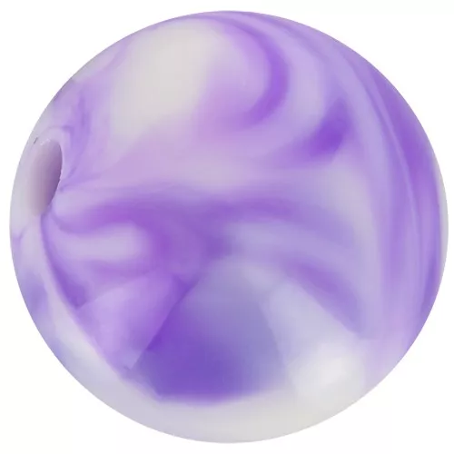 13mm round acrylic beads - Marbled White - Purple x6