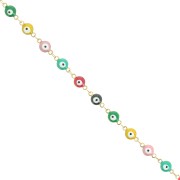 6mm Stainless steel Fancy chain with epoxy resin eye Gold - Multicoloured x1m|raw }}