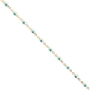 4mm Stainless steel chain with epoxy resin eye - Gold - White - Turquoise x1m