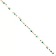 4mm Stainless steel chain with epoxy resin eye - Gold - White - Turquoise x1m