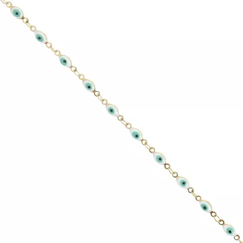 4mm Stainless steel chain with epoxy resin eye - Gold - White - Turquoise x1m