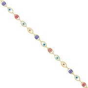 6.7mm Stainless Steel Fancy chain with epoxy resin eye - Gold -Multicoloured x50cm|raw }}