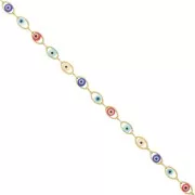 6.7mm Stainless Steel Fancy chain with epoxy resin eye - Gold -Multicoloured x50cm