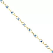 Stainless steel 304 Fancy lucky eye chain epoxy resin 5.6 mm - Gold Tone x50cm