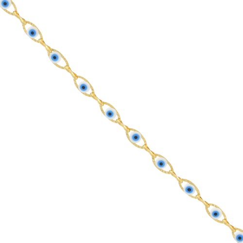 Stainless steel 304 Fancy lucky eye chain epoxy resin 5.6 mm - Gold Tone x50cm