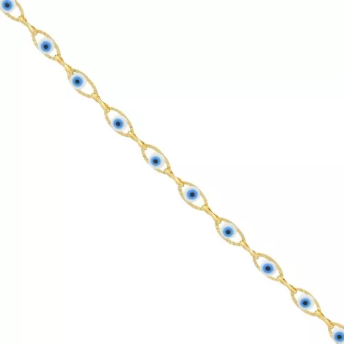 Stainless steel 304 Fancy lucky eye chain epoxy resin 5.6 mm - Gold Tone x50cm