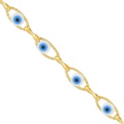 Stainless steel 304 Fancy lucky eye chain epoxy resin 5.6 mm - Gold Tone x50cm
