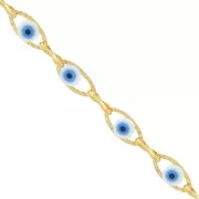 Stainless steel 304 Fancy lucky eye chain epoxy resin 5.6 mm - Gold Tone x50cm