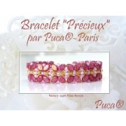 7x4mm Glass beads Paros® by Puca® - Light Rose Opal Capri Gold x10g