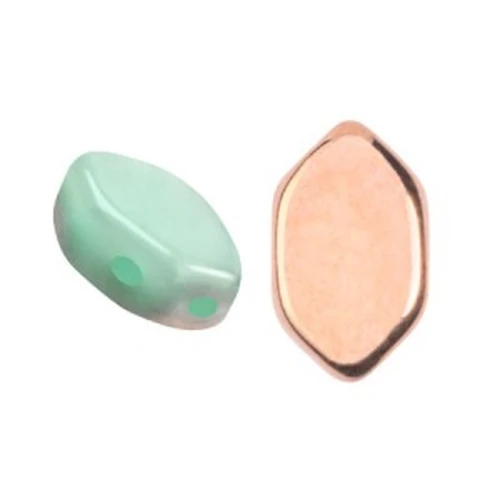 7x4mm Glass beads Paros® by Puca® - Green Aqua Opal Capri Gold x10g