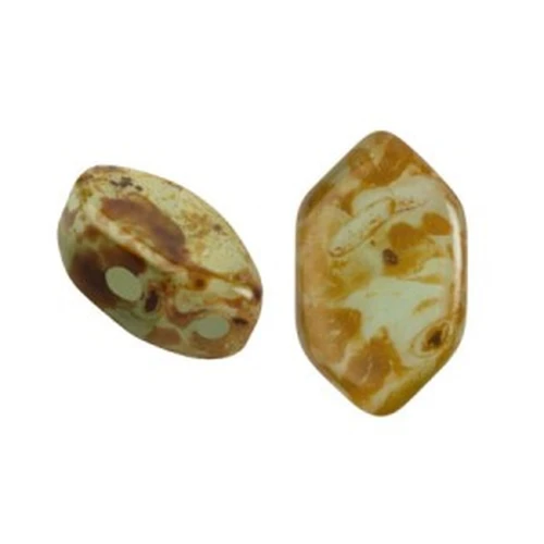 7x4mm Glass beads Paros® by Puca® - Green Aqua Opal Travertin x10g