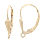 17mm Leverback earrings with open ring - seashell pattern - Gold filled x2