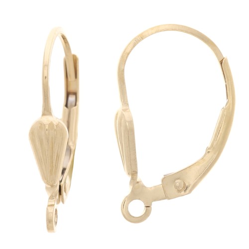 17mm Leverback earrings with open ring - seashell pattern - Gold filled x2