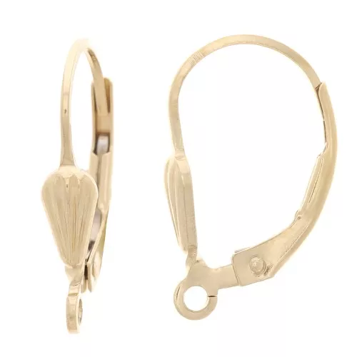 17mm Leverback earrings with open ring - seashell pattern - Gold filled x2