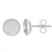 8mm 925 Sterling silver earstuds for flat back cabochon x2