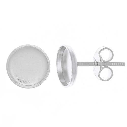 8mm 925 Sterling silver earstuds for flat back cabochon x2