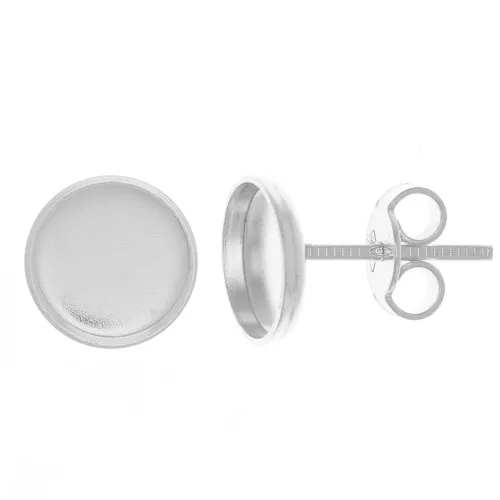 8mm 925 Sterling silver earstuds for flat back cabochon x2