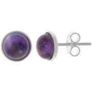 8mm 925 Sterling silver earstuds for flat back cabochon x2
