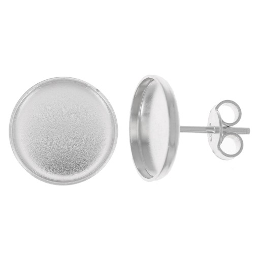 12mm 925 Sterling silver earstuds for flat back cabochon x2