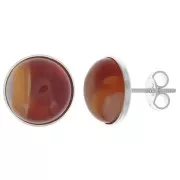 12mm 925 Sterling silver earstuds for flat back cabochon x2
