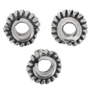 6mm Striated rondelle beads - Antique silver tone x6