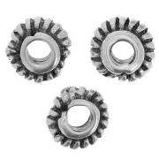 6mm Striated rondelle beads - Antique silver tone x6