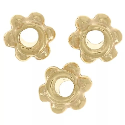 5mm Flower effect rondelle beads - Fine Gold-plated x10