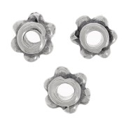 5mm Flower effect rondelle beads - Antique silver tone x10