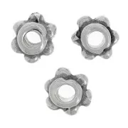5mm Flower effect rondelle beads - Antique silver tone x10