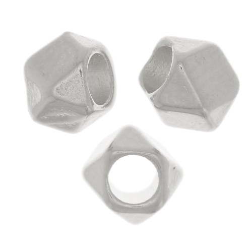 4x5mm Faceted cube beads - Antique Silver Tone x5